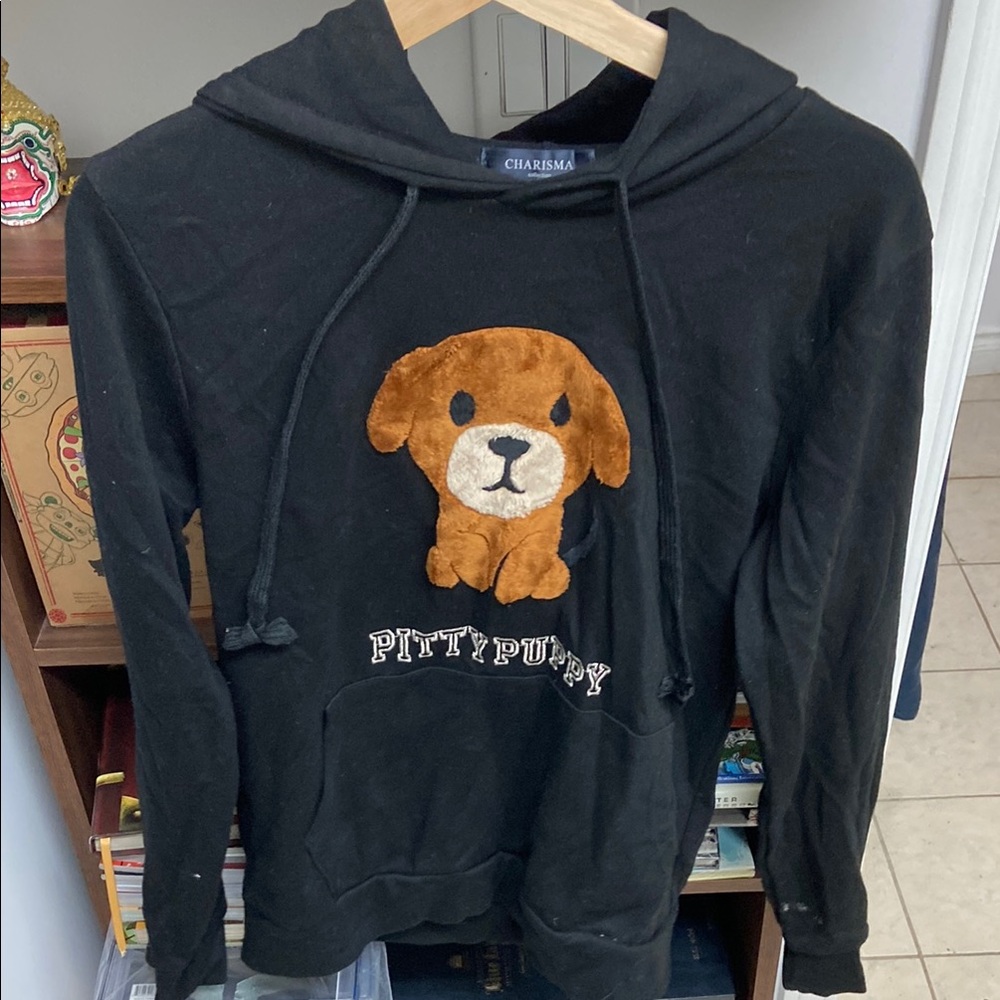 Charisma “Pitty Puppy” Embroidered Fuzzy Dog Hoodie